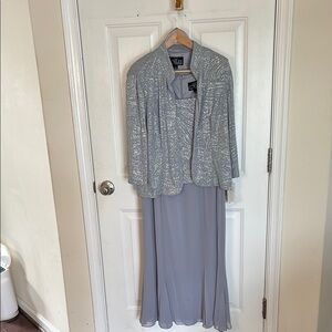 Alex Evenings silver dress with jacket.